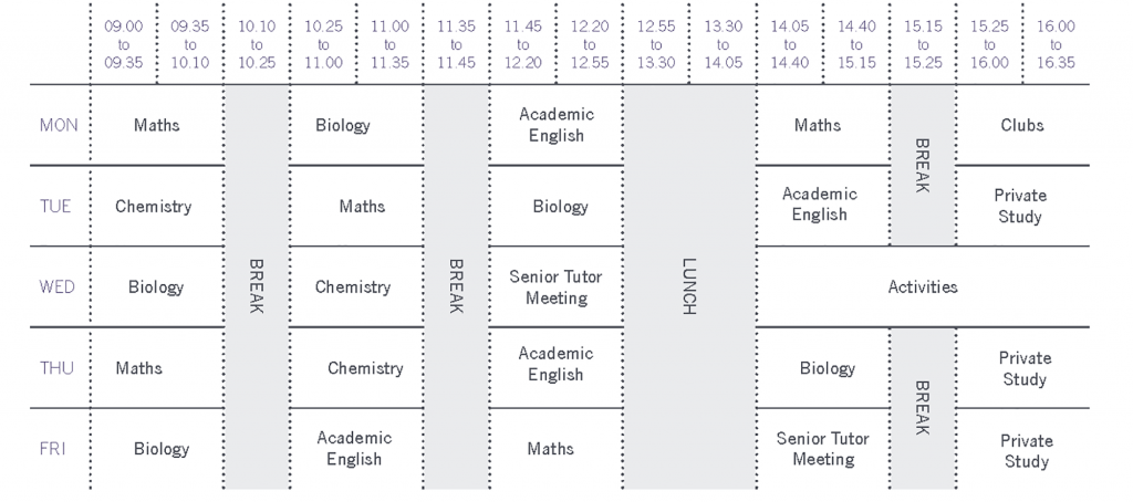 High School Term timetable